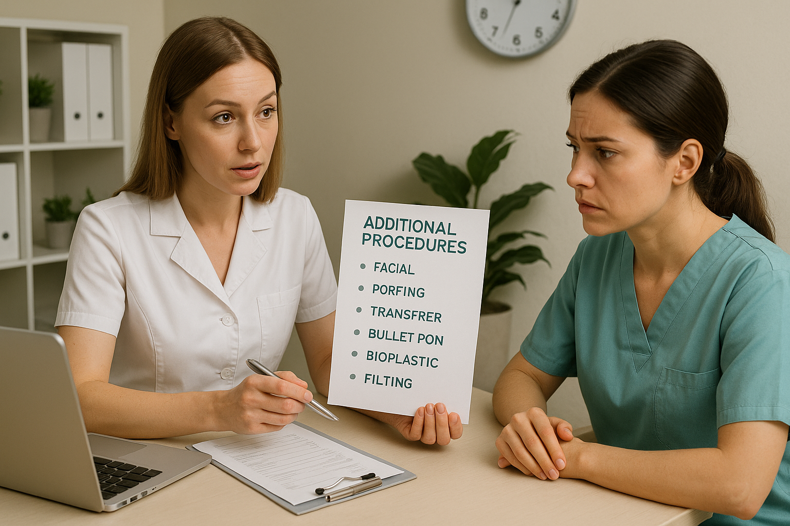 Администратор учит медсестру навязывать услуги.