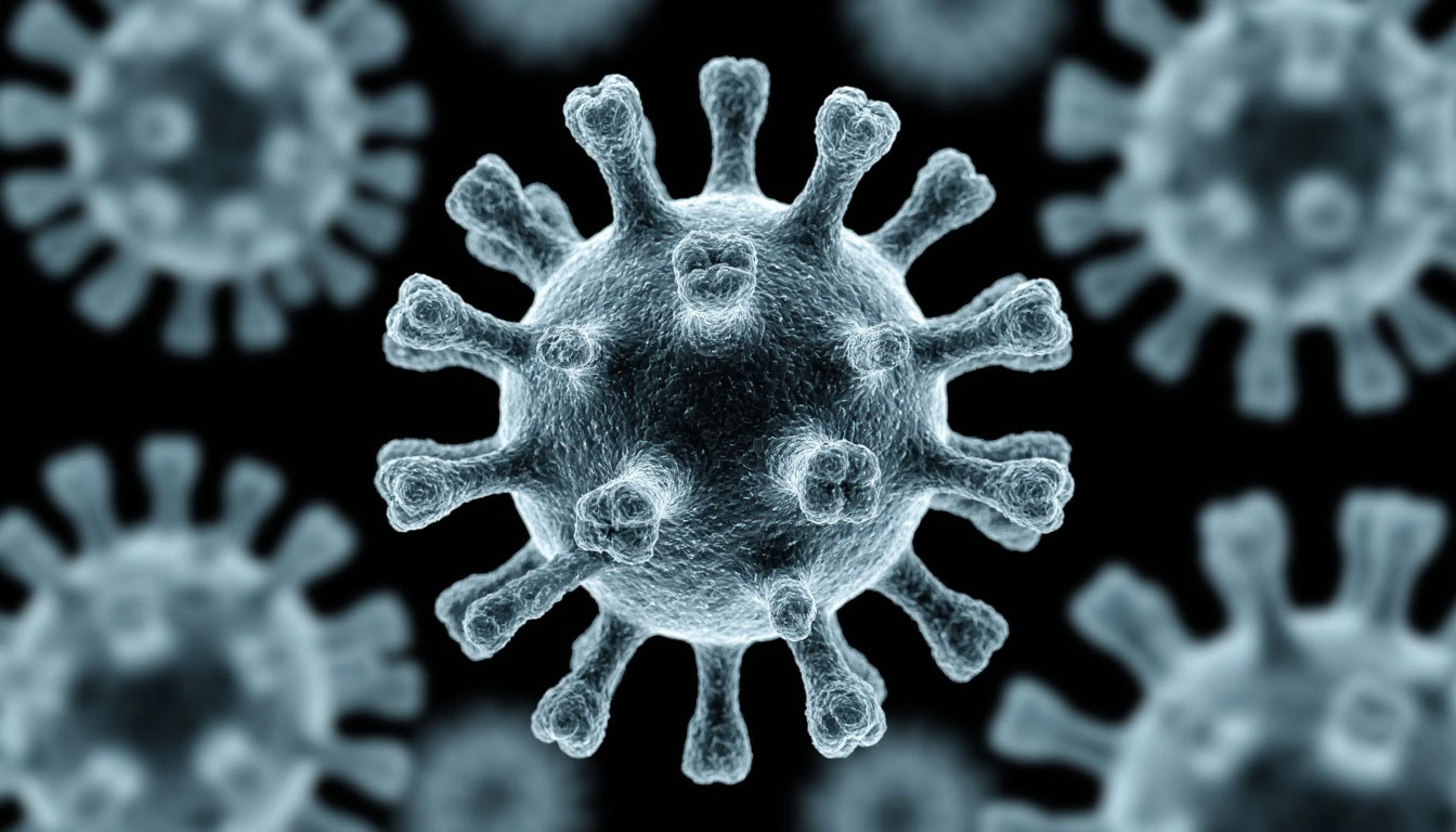 Коронавирус крупным планом.