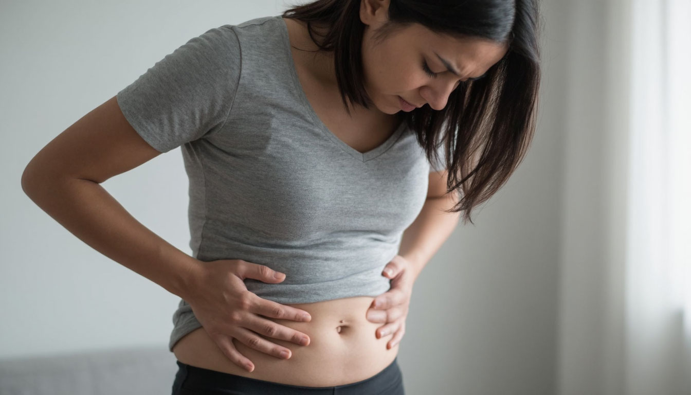 Боль в животе у женщины.