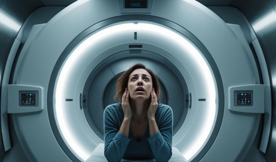 Приступ клаустрофобии внутри МРТ.