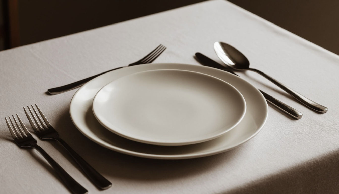 Пустые столовые приборы.