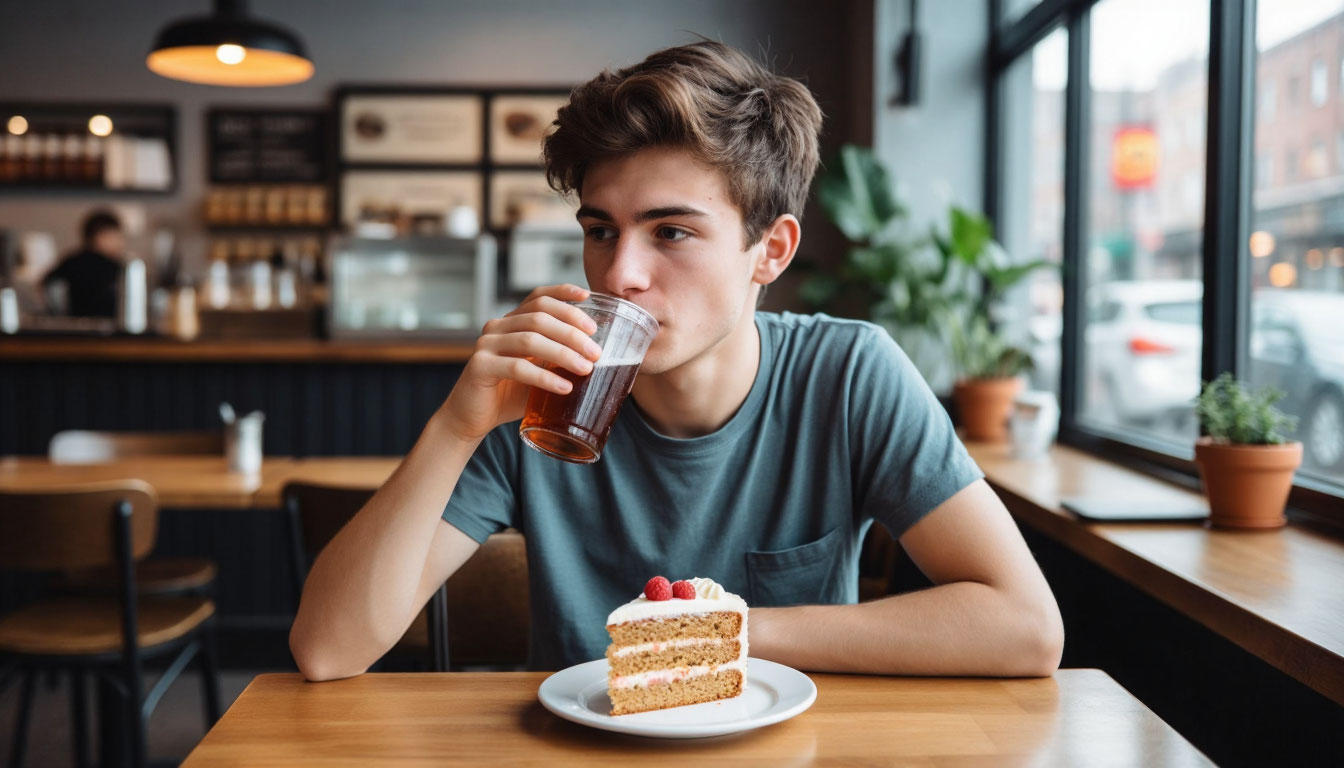 Молодой человек в кафе.